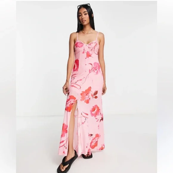 ASOS Pink Floral Maxi Dress - Picture 1 of 2